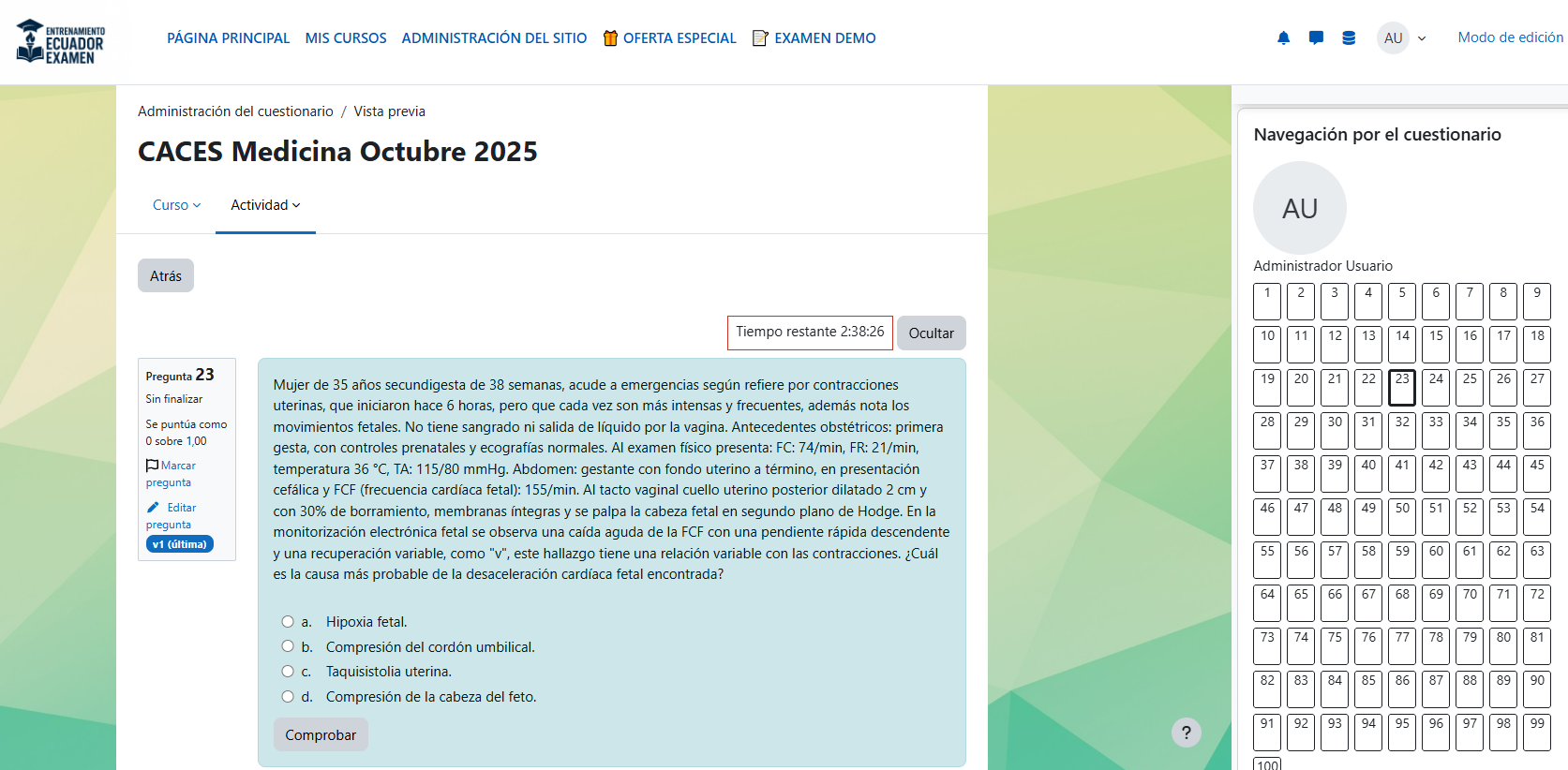 Examen simulación CACES Medicina